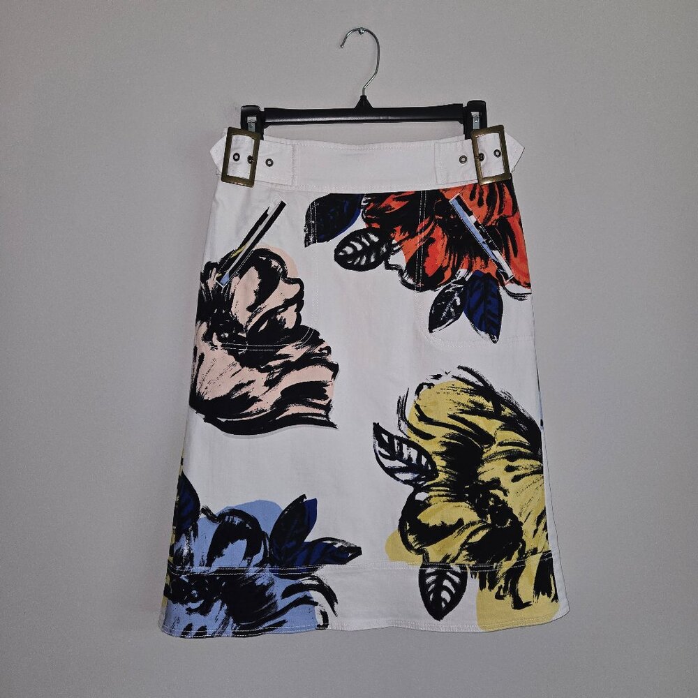 Anthropologie Maeve Cotton Denim Floral pencil skirt in a Misses size 0 - Picture 3 of 16